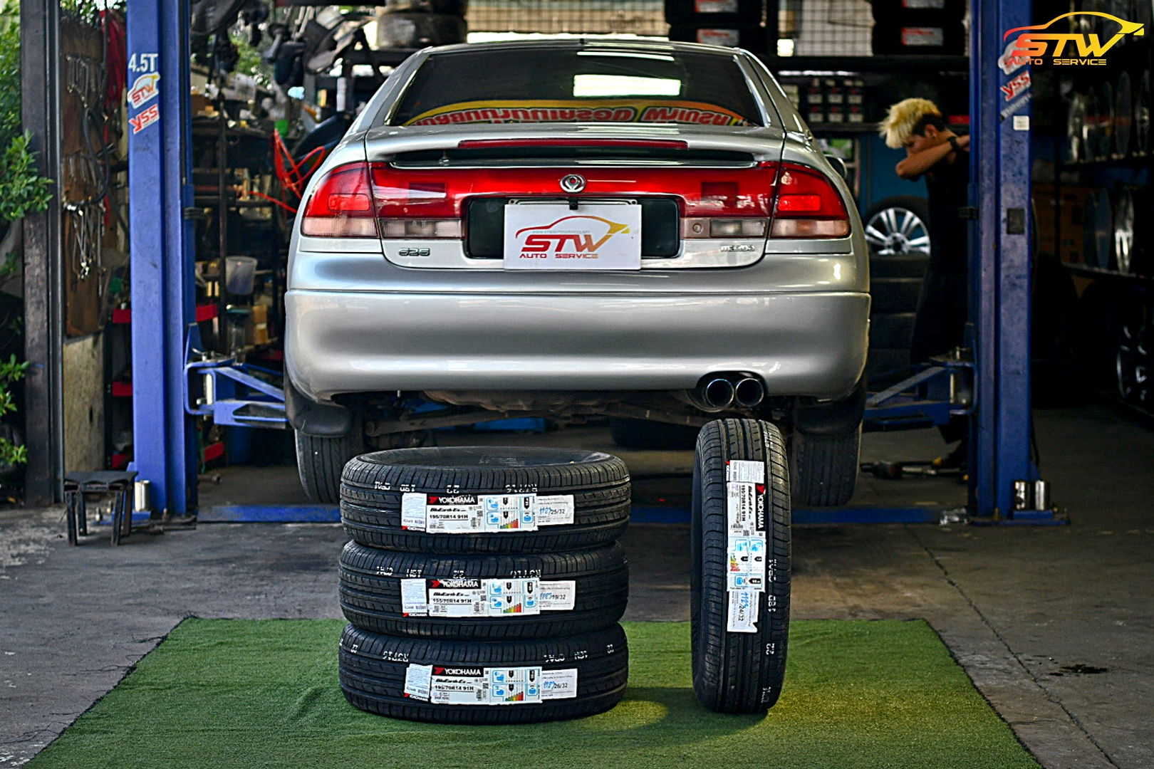 ยาง YOKOHAMA BluEarth-Es ES32 195/70R14 91H ติดตั้งใส่ MAZDA CRONOS 626