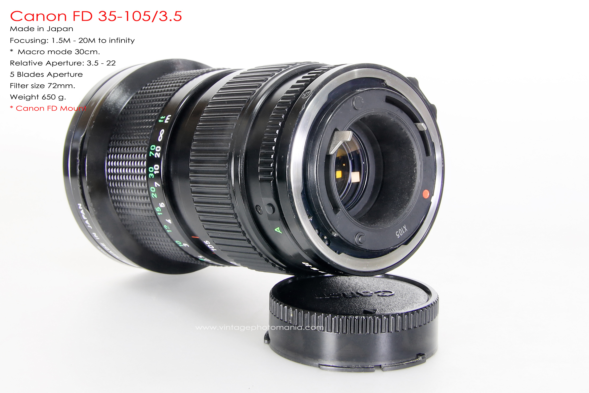 Canon FD 35-105/3.5 *FD Mount เลนส์อเนกประสงค์ไวแสงเอฟไม่ไหล