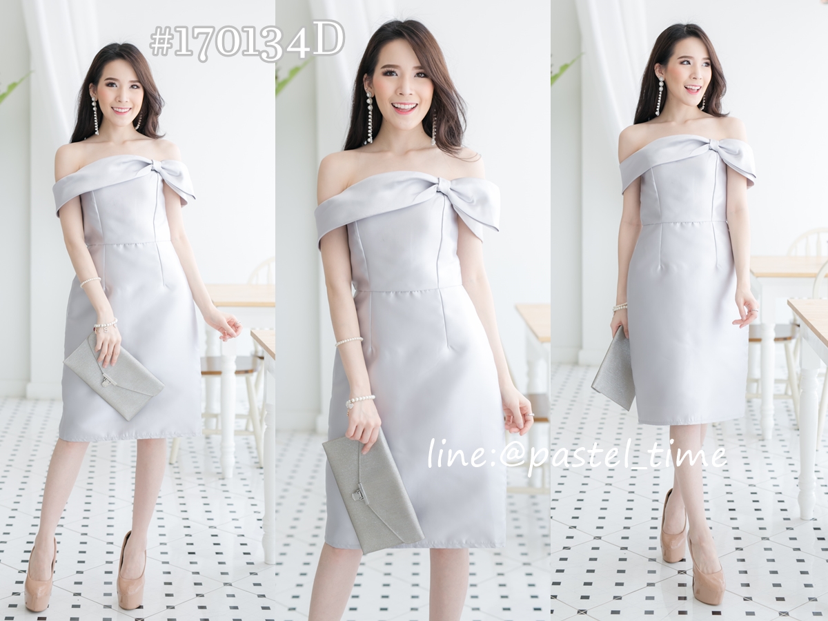 Charming Bow Dress – เดรสสั้นสีเงิน
