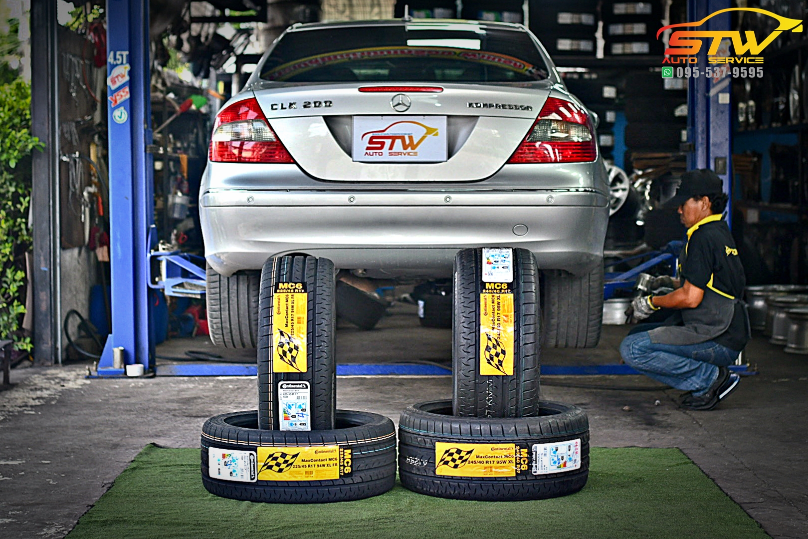 เปลี่ยนยาง Mercedes Benz CLK200 CONTINENTAL MC6 F: 225/45R17 R: 245/40R17