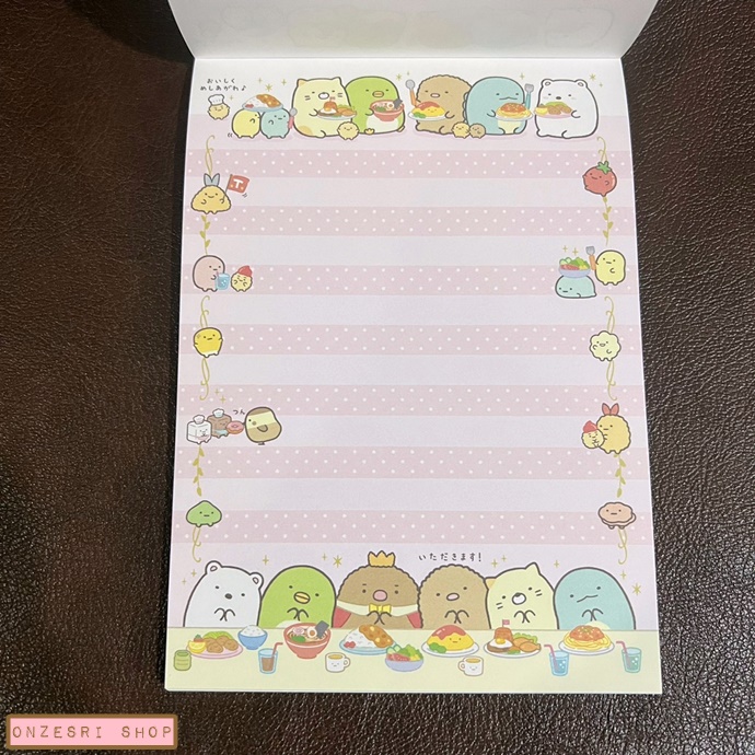 สมุดฉีก Sumikko Gurashi Welcome! Food Oukoku แบบขอบสีฟ้า ขนาด 14.8 x 10.5 ซม. มี 4 ลาย รวม 100 แผ่น