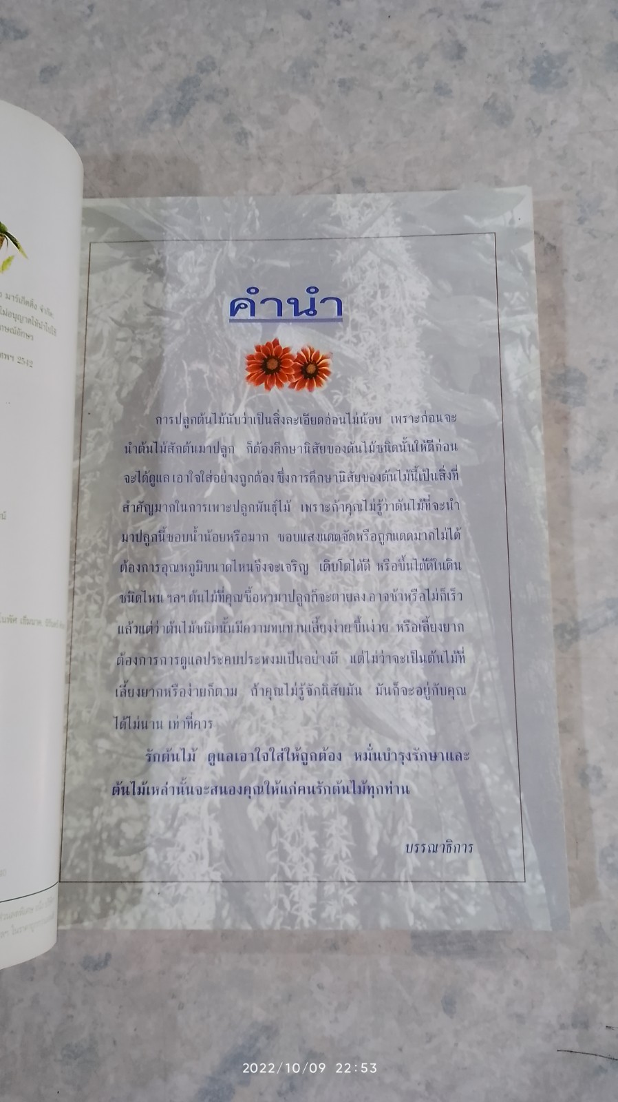 ฉันรักต้นไม้ ด้วยรักและหมั่นรดน้ำพรวนดิน (มีรอยโดนน้ำ)