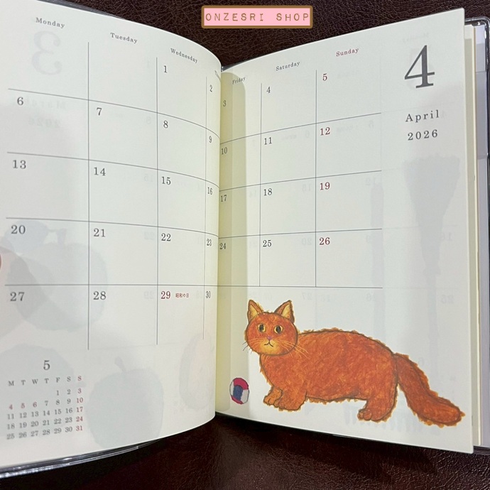 สมุด 2026 Schedule Book เล่มบาง A6 ลาย Yusuke Yonezu - Cat ขนาด 10.5 x 15.2 ซม. (48 หน้า) มีให้จดตั้งแต่เดือน 1/2026 - 12/2026 เป็นปฎิทินแบบ monthly