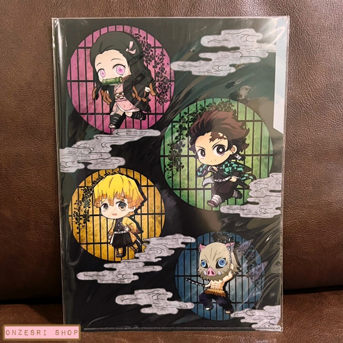 แฟ้ม A4 แยกใส่เอกสารได้ 3 ช่อง แบบ Kimetsu no Yaiba ดาบพิฆาตอสูร สีดำ