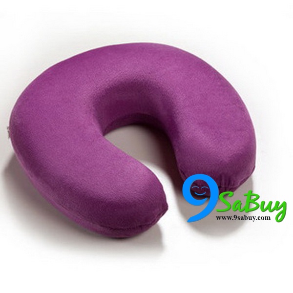 พร้อมส่ง หมอนรองคอ หมอนเดินทาง รูปตัว U memory foam สีม่วง