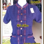 เสื้อหม้อห้อมผ้าฝ้าย ด้นมือ ทรงเข้ารูป