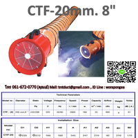 พัดลมถังกลม CTF-20 ขนาด 8 นิ้ว พัดลมอุตสาหกรรม การระบายอากาศ พัดลมดูดอากาศ
