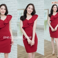 Fanni Ruffle Dress – สีแดง : Size L