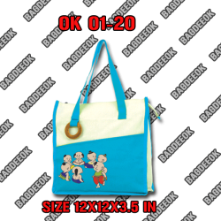 OK01-20 กระเป๋าผ้าดิบลายสอง