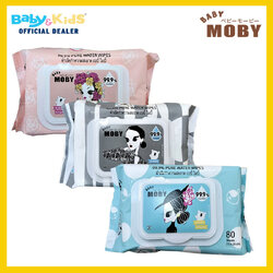 Moby ผ้าเช็ดทำความสะอาดสูตรน้ำบริสุทธิ์ 99.9% 80 ชิ้น / 4 ห่อ