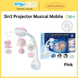 Infantino โปรเจคเตอร์พร้อมโมบายเสียงดนตรี 3 IN 1 PROJECTOR MUSICAL MOBILE Pink