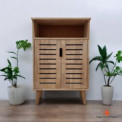 Indy Furniture ตู้อเนกประสงค์ ตู้วางรองเท้า ตู้เก็บผ้าพับ รุ่น Airflow สีธรรมชาติ