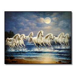 กรอบลอยภาพมงคล ม้ามงคล 8 ตัว ขนาด 40x50x2 ซม. (2065)