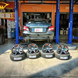 ล้อซิ่ง COSMIS INNERLINE.S1 ขอบ15นิ้ว ยาง OTANI EK1000 195/50R15 ติดตั้งใส่ MITSUBISHI ATTRAGE