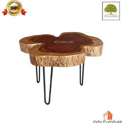 โต๊ะกลางไม้ประดู่ ขาเหล็กสีดำ รุ่น Paduak-01 สีธรรมชาติ