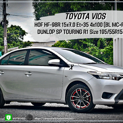 เปลี่ยนล้อยาง TOYOTA VIOS HOF HF-98R ขอบ15นิ้ว+DUNLOP SP TOURING R1 195/55R15 85V