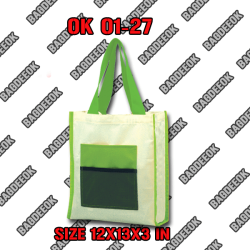 OK01-27 กระเป๋าผ้าดิบลายสอง