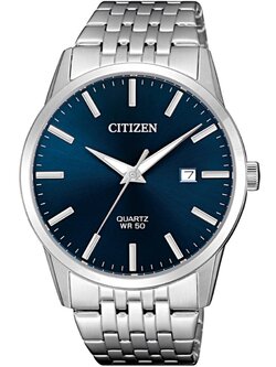 CITIZEN Quartz BI5000-87L (หน้าน้ำเงิน สายสแตนเลส) เครื่องศูนย์ไทย