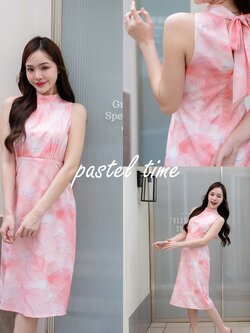 Milly Marble Bow Dress : Oldrose โทนสีโอรส
