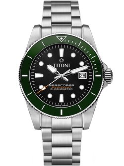 TITONI SEASCOPER 300 CHRONOMETER รุ่น 83300 S-GN-702 (หน้าปัดดำ ขอบเขียว)