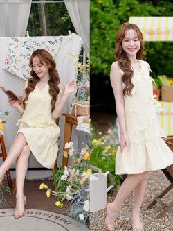 Bow me softly dress : สีเหลืองอ่อน