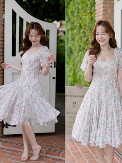 Coquette Bow Fit & Flare dress - ลายโบว์