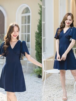 Sassy Flare Dress : สีกรม