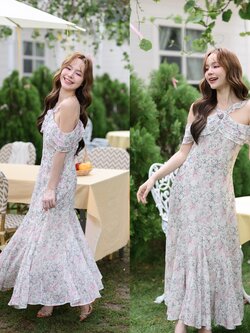 Coquette Bow Off-Shoulder Maxi Dress