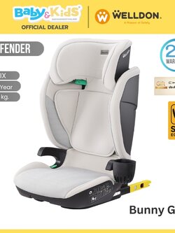 Welldon Booster รุ่นDenfender คาร์ซีท คาร์ซีทเด็ก สำหรับ 3-12 ปี มาตรฐาน i-size ติดตั้งระบบ Isofix สี Bunny Gray