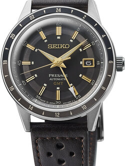 (เครื่องศูนย์ไทย) SEIKO Presage Style60's Automatic GMT รุ่น SSK013J (Smoky Black)