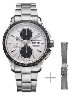 (ประกันศูนย์ไทย 2 ปี) MAURICE LACROIX PONTOS S Chronograph 43mm Automatic รุ่น PT6038-SSL22-130-1 (White)