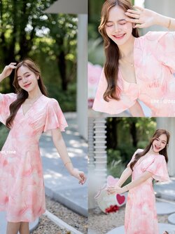 Sassy Marble Midi Dress : Oldrose โทนสีโอรส