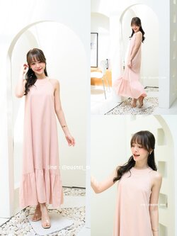 Clio Vest Linen Maxi dress - สีชมพู