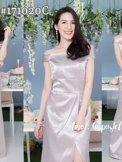 Thea Silk Satin Maxi Dress – Silver : สีเงิน