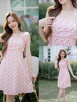 Girlish Floret Dress : ลายดอกโทนชมพู [Made by Pastel Time]