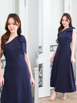 Julia one shoulder maxi dress: สีกรม