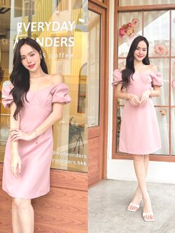 Amber 2in1 Dress : สีชมพู [Made by Pastel Time]