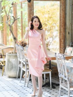 Micha Layered Silk Satin Dress - สีโอรส **แต่ XL**