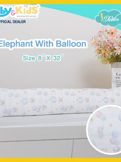 Idawin หมอนข้างเด็ก หมอนดันหลังเด็กโต 1 -5 ปี ผลิตจากผ้าใย่ไผ่100% ลาย Elephant With Balloon