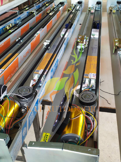 ชุดรางเลื่อนประตูอัตโนมัติ บานเลื่อนคู่กรอบอลูมิเนียม ขนาดรางยาว 4.80 ม. (ขายส่ง)