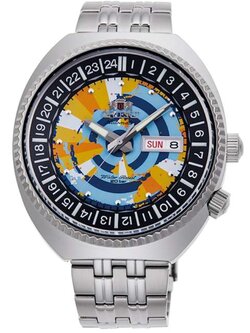 ORIENT World Map Diver Limited Edition รุ่น RA-AA0E04Y (หน้าปัดเหลือง/ส้ม/ฟ้า/น้ำเงิน สายสแตนเลส)
