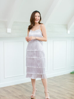 Gastby Fringe Dress : Silver สีเงิน
