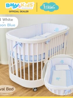 Idawin Oval เตียงนอนเด็ก เตียงเด็กอ่อน ดีไซน์โค้งมน รูปวงรี เพิ่มความหรูหรา น่ารักแบบ minimal ใช้ได้ตั้งแต่แรกเกิด ถึง 7 ปี สี White