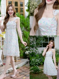 Girlish Floret Dress : ลายช่อดอกไม้ผูกโบว์ [Made by Pastel Time]