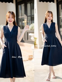 Aubrey Midi Dress : สีกรม **มีแต่XL**