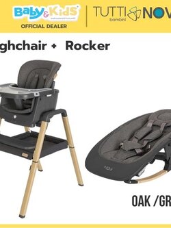Tutti Bambini Nova HIGHCHAIR & ROCKER Grey/Oak