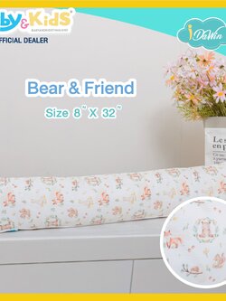 Idawin หมอนข้างเด็ก หมอนดันหลังเด็กโต 1 -5 ปี ผลิตจากผ้าใย่ไผ่100% ลาย Bear & Friend