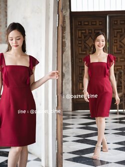 Demi Dress – สีแดงเลิอดหมู