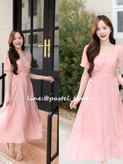 Momiji Midi Dress : สีโอรส **มีแต่ S**