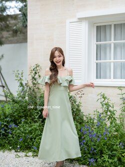 Stella Maxi Dress : สีเขียวมัทฉะ
